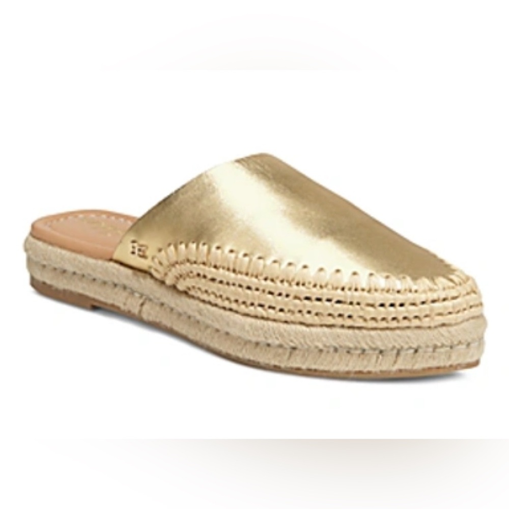 Sam Edelman Metallic Gold Espadrille Mules